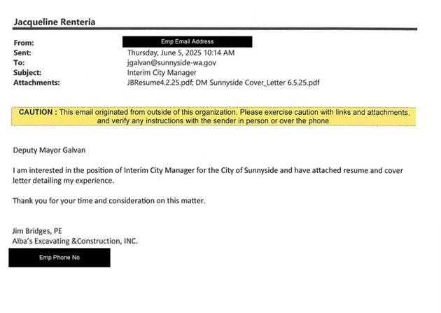 Email from Jeff Bridges to Mayor Broersma